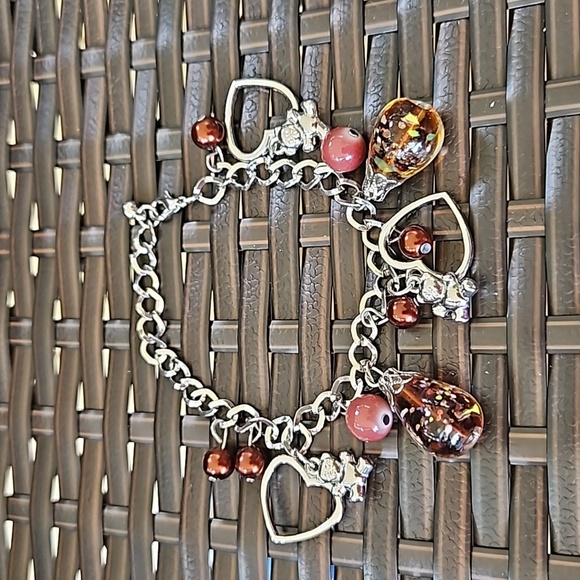 Heart Teddy Bear Decorative Bulb Charm Bracelet - Picture 1 of 6